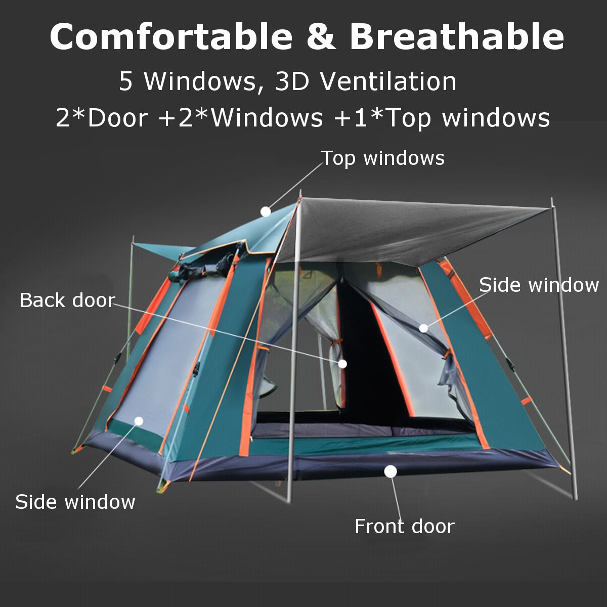 Cheap Goat Tents Outdoor Portable Beach Tent Camouflage Camping Tent for 6 to 7 Person Double Layer polyester fabric Tents Carry Bag Travel Tents 
